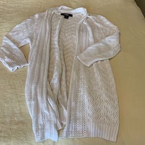 white sweater/cardigan